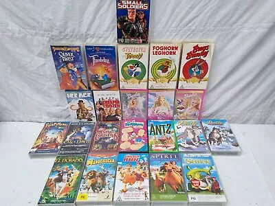 Kids VHS Bundle X 23 Bulk LOT - Shrek Antz Ice Age Looney Tunes Barbie & More • $40