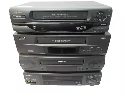 VHS VCR Player Job Lot X 4 Untested Sharp VC-MH64HM Hitachi VT-MX900EUK Matsui • £19.99