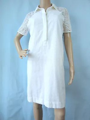 J.CREW Size 6 Off-White Eyelet/Embroidered Short Sleeve Shirt Dress • $17