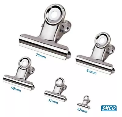£245.42 • Buy BULLDOG CLIP Letter Grip PAPER BINDER Silver Metal CLAMP Small Large BY SMCO