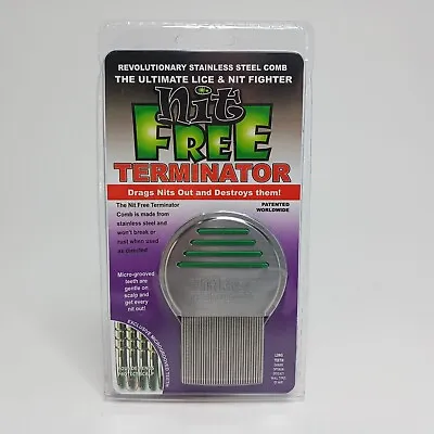 Nit Free Terminator Lice Comb - Stainless Steel  Micro-Grooved - (Green) • $4.99