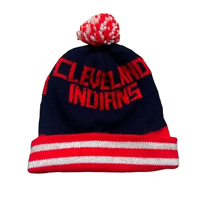 Vintage Cleveland Indians Winter Hat Pom Beanie Maxwell House Coffee Navy Red OS • $20