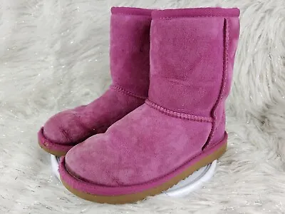 UGG Pink Fuchsia Purple Fur Lined Suede Casual Boots Boots Big Girls Size 1 • $19.99
