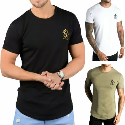 GYM KING Longline Fitted Tee Shirt GK Mens T-Shirt Crew Neck Summer Cotton Top • £13.99