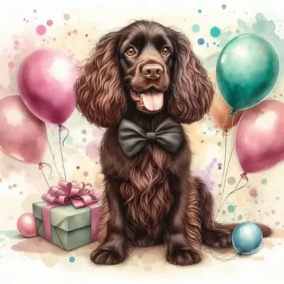 Single Luxury Liver Brown Cocker Spaniel Birthday/Greeting Card Dog Gift/Present • £2.95