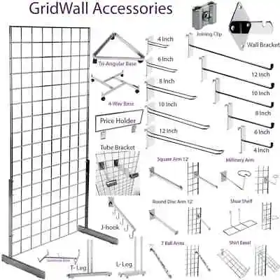 £4.39 • Buy Grid Mesh Wall Panel Grid Mesh Hooks Prongs Chrome Accessories Shop Display