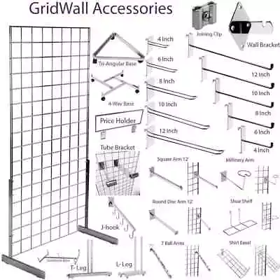 £4.39 • Buy Grid Mesh Wall Panel Grid Mesh Hooks Prongs Chrome Accessories Shop Display