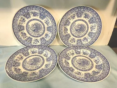 Spode Set Of 4 Blue Festival S3536v Turkey Flowers 10 1/2  Dinner Plates • $99.95