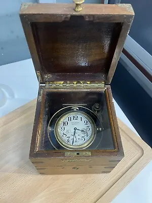 Waltham Watch Nautical 8 Day Chronometer Clock In Original Case Maritime Antique • $599.99