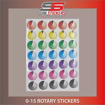 COLOURED Rotary 0-15 Stickers For Car Simulator Button Box • £8