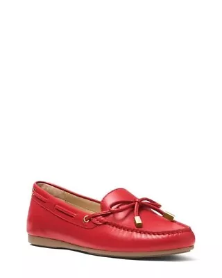 Michael Kors Sutton Moccasin Crimson Women's Leather Flat Shoes Size 7 M • $65