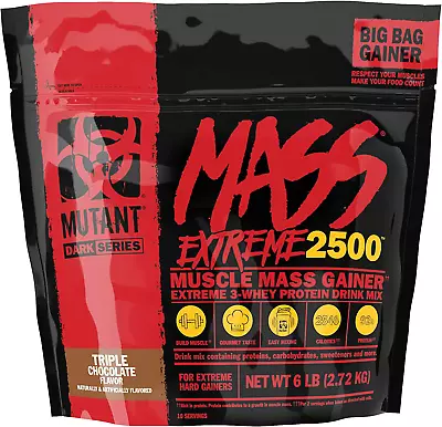 Mass Extreme Gainer Whey Protein Powder Clean CaloriesTriple Chocolate 6 Lbs • $89.47