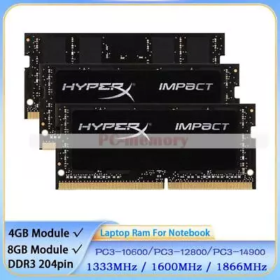 HyperX Impact 8GB 4GB DDR3 1333 1600 1866 MHz SO-DIMM Laptop Memory For Notebook • $43.69