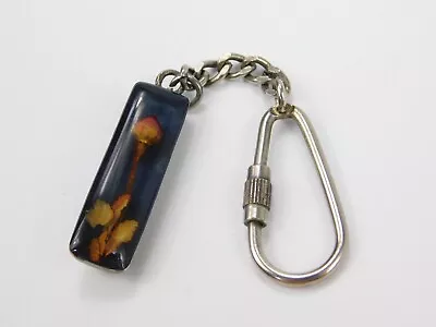 Vintage Lucite Real Rose Bud Keychain Fob Key Ring Chain 925 Sterling Silver • $24.99