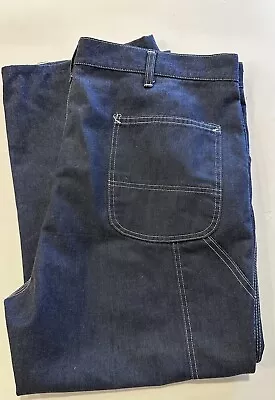 Vintage 70s Sears Perma-Prest Carpenter Pants Denim Blue Jeans 44x30 Deadstock • $39.99