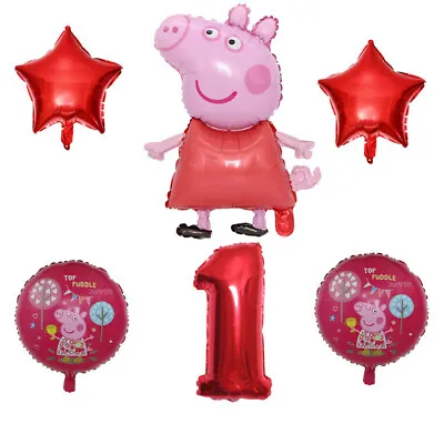£6.99 • Buy Peppa Pig Birthday Balloons Set Cartoon George Peppa Number 1 Red