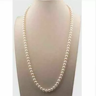 22  Beautiful AAA 7-8mm White South Sea Pearl Necklace 14K Yellow Gold Clasp • $32.99