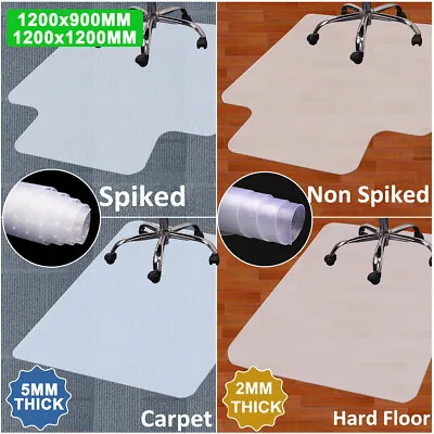 NonSlip Frosted PVC Office Chair Desk Mat Floor Spike Carpet Protector 120x90cm • £14.99