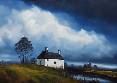 £4.99 • Buy White Cottage On Scottish Highlands, Print Of Original Oil Painting. Wall Art