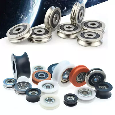 £4.02 • Buy Nylon Metal Pulley Ball Bearings Wheel Steel V/U Grooved Rope Wire Guide Roller