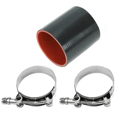 2.5  Inch 63 Mm ID Straight Silicone Coupler Hose Pipe Black Red + T-Clamp • $7.99