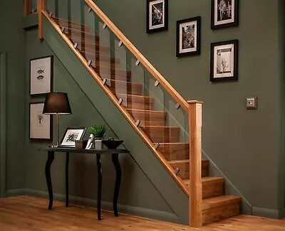 £981.77 • Buy Elements Glass Panel Stair & Landing Balustrade Staircase Kit - Oak & Chrome