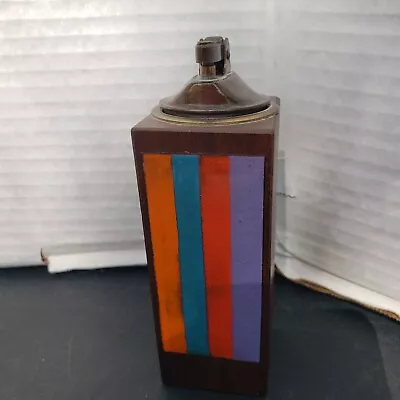 1950s MCM  Mid Century Retro Vintage Tabletop CIGARATTE Lighter Wood  Enamel 5” • $69.30