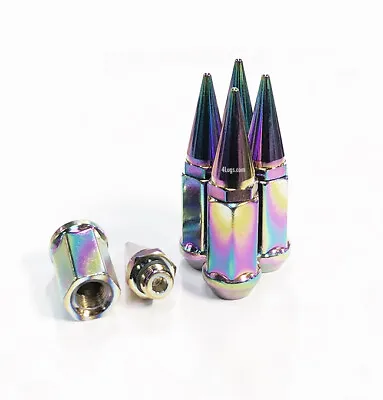 4x Premium Spike Lug Nuts 1/2 -20 Neo Chrome For Ford Mustang Jeep 2-PC 3/4 Hex • $9.99