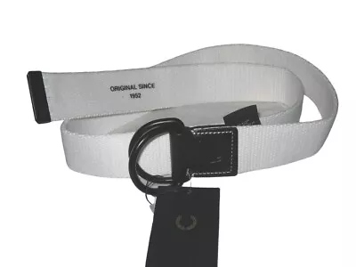 BNWT FRED PERRY  D-Ring Webbing Belt  White   Large    32 - 36 Inch Waist • £19.29