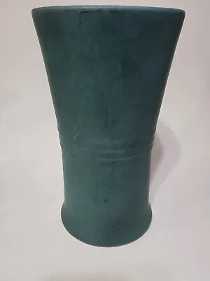 Zanesville Pottery ZSC Arts And Crafts Vase Pot Matte Turquoise  10 Antique  • $60