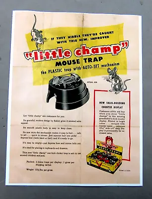 Little Champ Victor Mouse Trap Advertisement AD Copy 11 X 8 1/2  Vintage • $3.97