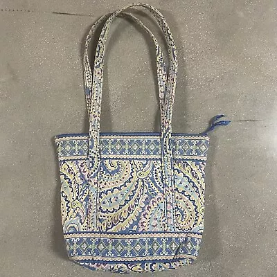 Vera Bradley Capri Blue Paisley Tote Purse Zip Top Shoulder Straps Pink Yellow  • $14.89