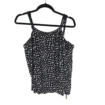 Magic Suit Tankini Top Cinch Waist Underwire Geometric Dots Black White 10 • $19.99