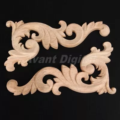 $3.59 • Buy Wood Carved Decal Corner Onlay Applique Frame Doors Decor 15*8cm(L*W) Unpainted