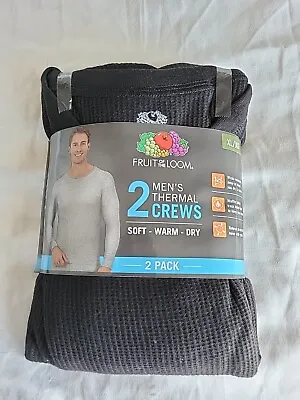 Men's Thermal Crews 2 Pack (XL) Black Soft Warm Dry Waffle Knit Fabric BRAND New • $7.99