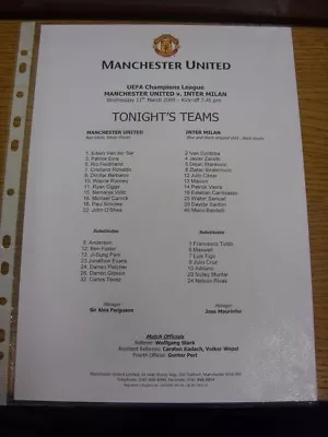 11/03/2009 Colour Teamsheet: Manchester United V Inter Milan [Champions League] • £3.99