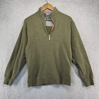 Orvis Sweater Men's Small Green 1/4 Zip Pullover Long Sleeve Mock Neck Casual • $18.83