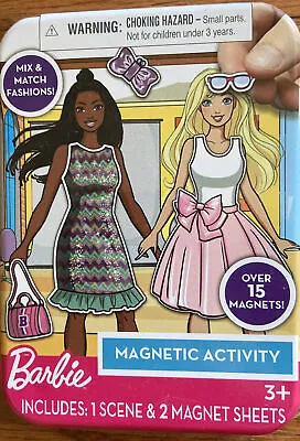 NEW Barbie Mix & Match Fashions Magnetic Activity 4”x3” Tin Over 15 Magnets • $3