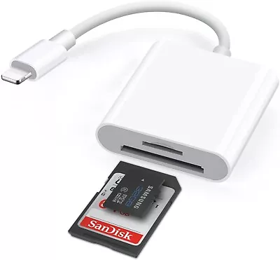 2-in-1 IPhone IPad Memory Card Reader For SD / Micro SD Dual Slot Data Transfer • £16.95