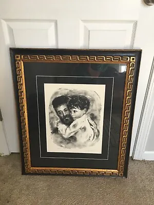 VTG Custom Framed Lithograph “Paternal Embrace” By Artist Sandu Liberman. 25x29 • $325