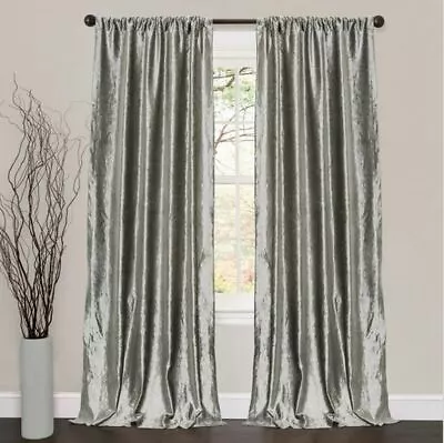 Pair (2) MODERN Silver Lush Velvet Velour Curtains Panels Set 84  Window Drapes • $89.77