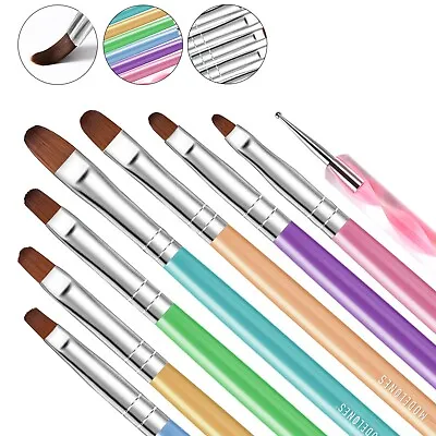 Modelones 8Pcs Nail Art Brush Set 7Pcs Gel Nail Brushes 1Pcs Nail Dotting Tool • $6.99