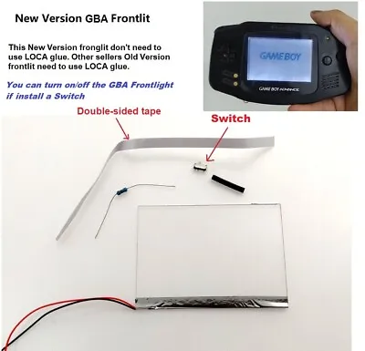 New Version GBA Frontlit Frontlight Front Light Kit For Game Boy Advance • £10.79