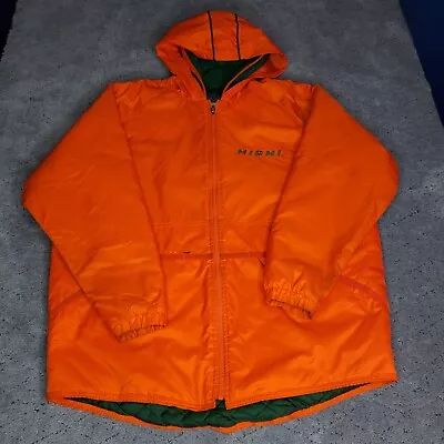 Nike Miami Hurricanes Jacket Mens XL Orange Hooded Zip Up Water Resistant FLAWS • $39.99