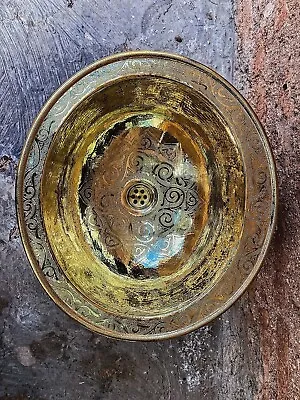 Engraved Brass Moroccan Sink Hammered  Decor Style Vintage Brass Vessel Sink • $259.04