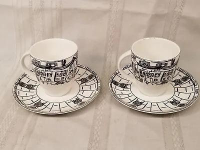 2 Mikasa Ultima + Parisian Scenes Flat Tea Coffee Cup & Saucer • $18.98