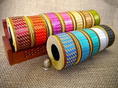 £2 • Buy Indian/Asian Diagonal Chequered Geometric Jacquard Trim Ribbon Sari M17