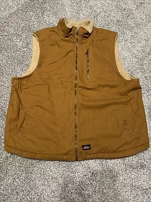 Dickies Vest Mens 3Xl Brown Sherpa Lined Canvas Full Zip American Workwear • $29.99