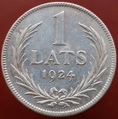 1 Lats 1924 - Latvia KM #7 Silver Coin -  R424  • £9.63