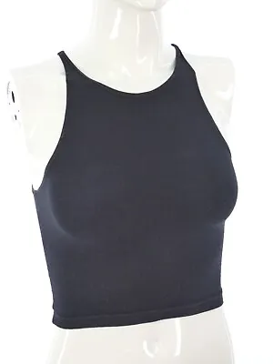 American Apparel Vest Tank Top Black Crop Halter Neck Racer Back Size XS • £5.99